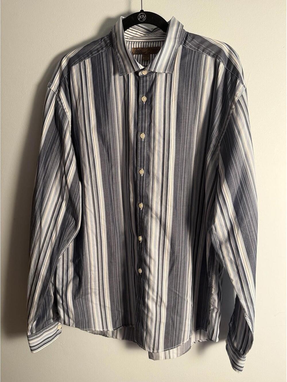 Blue Pronto Uomo Dress Shirt Button Up Collar Men's Size XXL Long Sleeve Striped